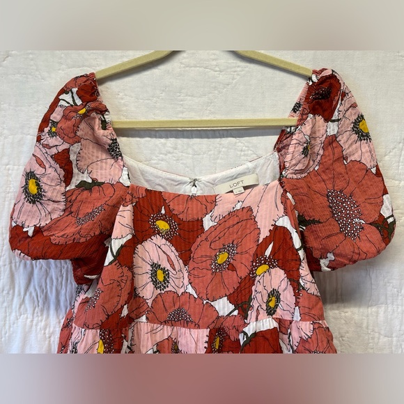 LOFT Floral Poppy Tiered Mini Dress - Picture 5 of 8